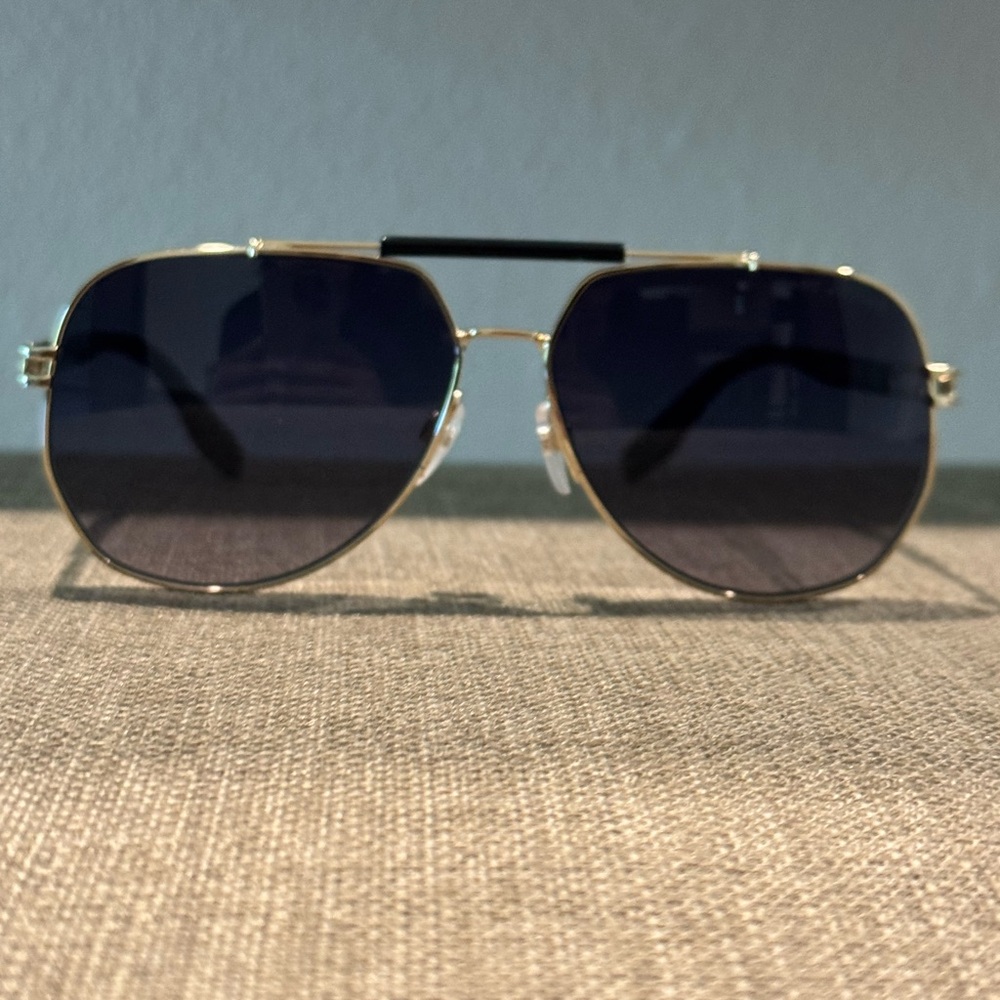 Marc Jacobs Black and Gold Aviator Unisex Sunglasses
